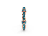 Rose gold Pavé Round Blue Topaz Link Band with Bezel Setting_32