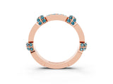 Rose gold Pavé Round Blue Topaz Link Band with Bezel Setting_33