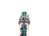 Rose gold Pavé Round Blue Topaz Link Band with Bezel Setting_35