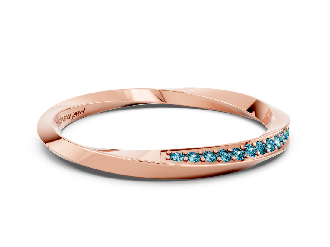 Rose gold Pavé Round Blue Topaz Twist Band_12