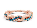 Rose gold Pavé Round Blue Topaz Twist Eternity Band with Shared Prong Setting_18