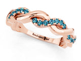 Rose gold Pavé Round Blue Topaz Twist Eternity Band with Shared Prong Setting_19