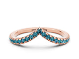 Rose gold Pavé Round Blue Topaz V-Shaped Chevron Band with Shared Prong Setting_6