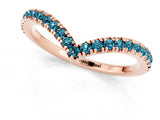Rose gold Pavé Round Blue Topaz V-Shaped Chevron Band with Shared Prong Setting_7