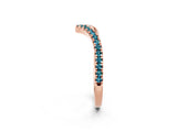 Rose gold Pavé Round Blue Topaz V-Shaped Chevron Band with Shared Prong Setting_8