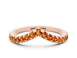 Rose gold Pavé Round Citrine Chevron Band with Shared Prong Setting_6
