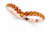 Rose gold Pavé Round Citrine Chevron Band with Shared Prong Setting_7