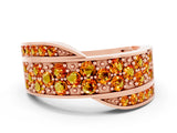 Rose gold Pavé Round Citrine Crossover Band with Bead Prong Setting_6