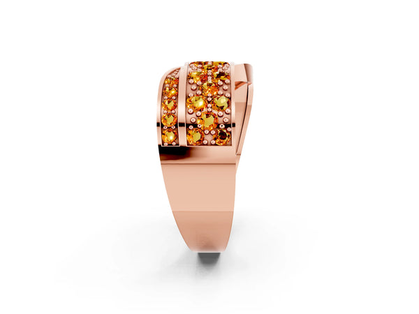 Rose gold Pavé Round Citrine Crossover Band with Bead Prong Setting