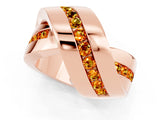 Rose gold Pavé Round Citrine Crossover Band with Channel Setting_7