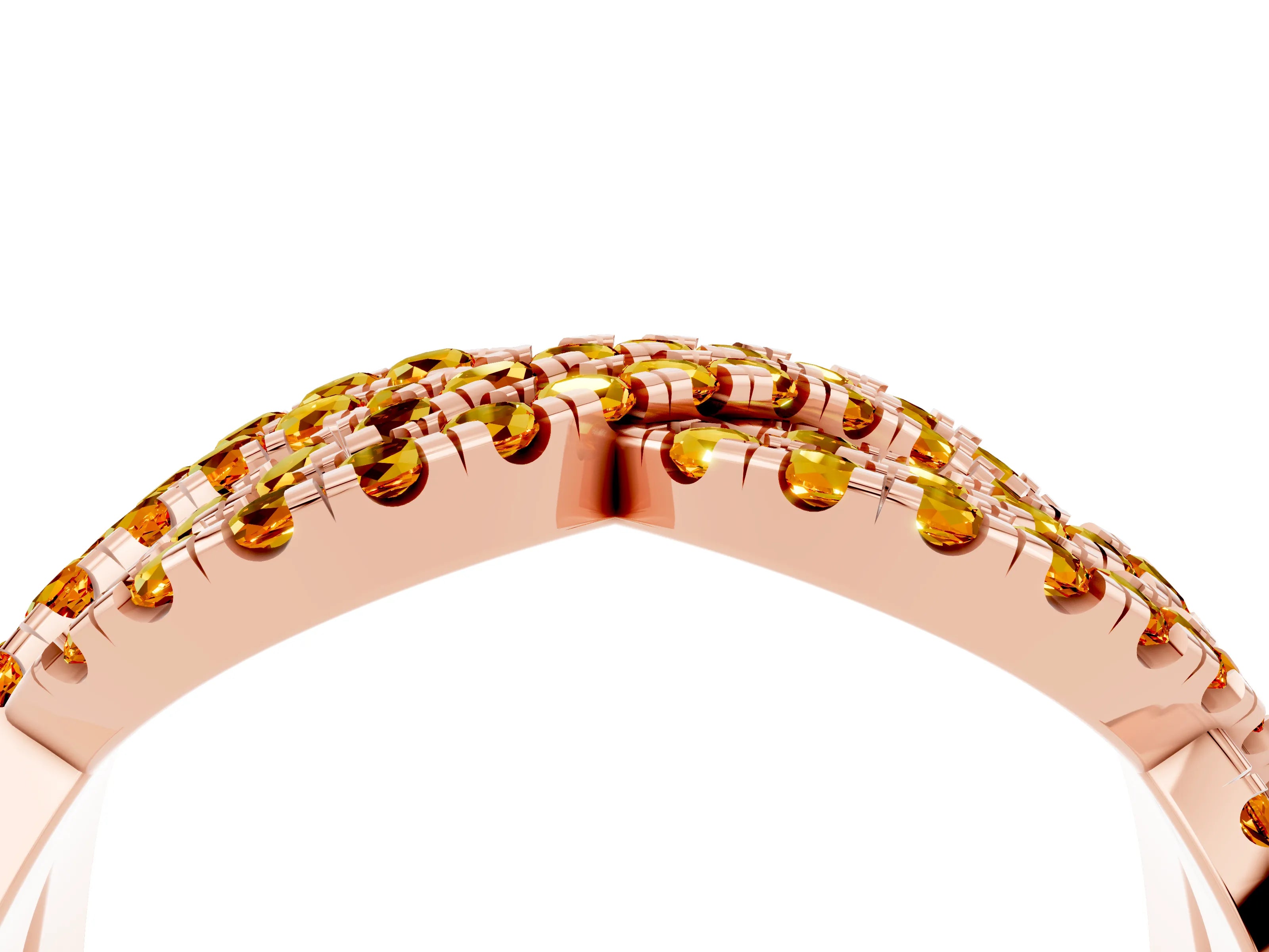 Rose gold Pavé Round Citrine Infinity Twist Band with Shared Prong Setting_10