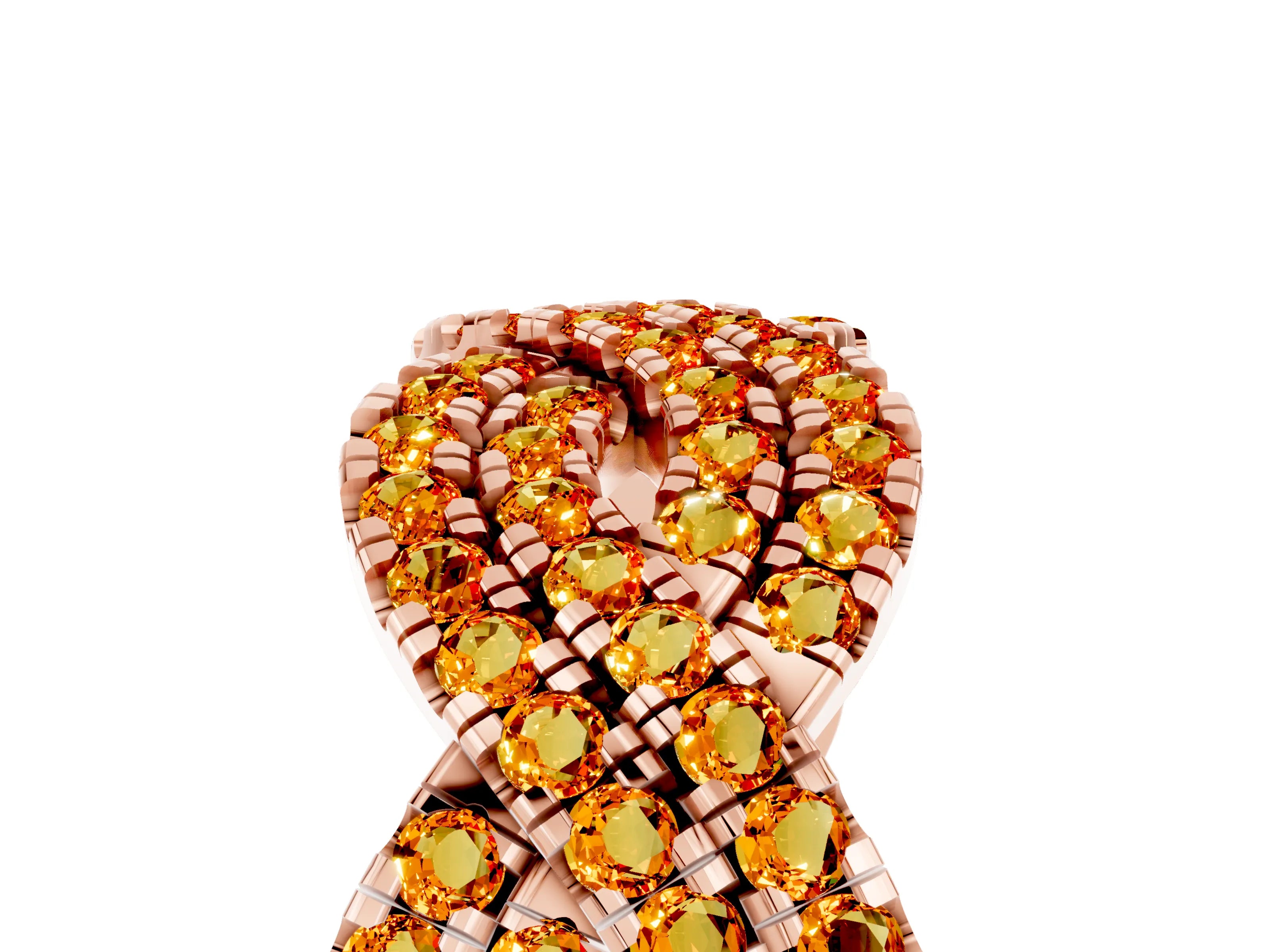 Rose gold Pavé Round Citrine Infinity Twist Band with Shared Prong Setting_11
