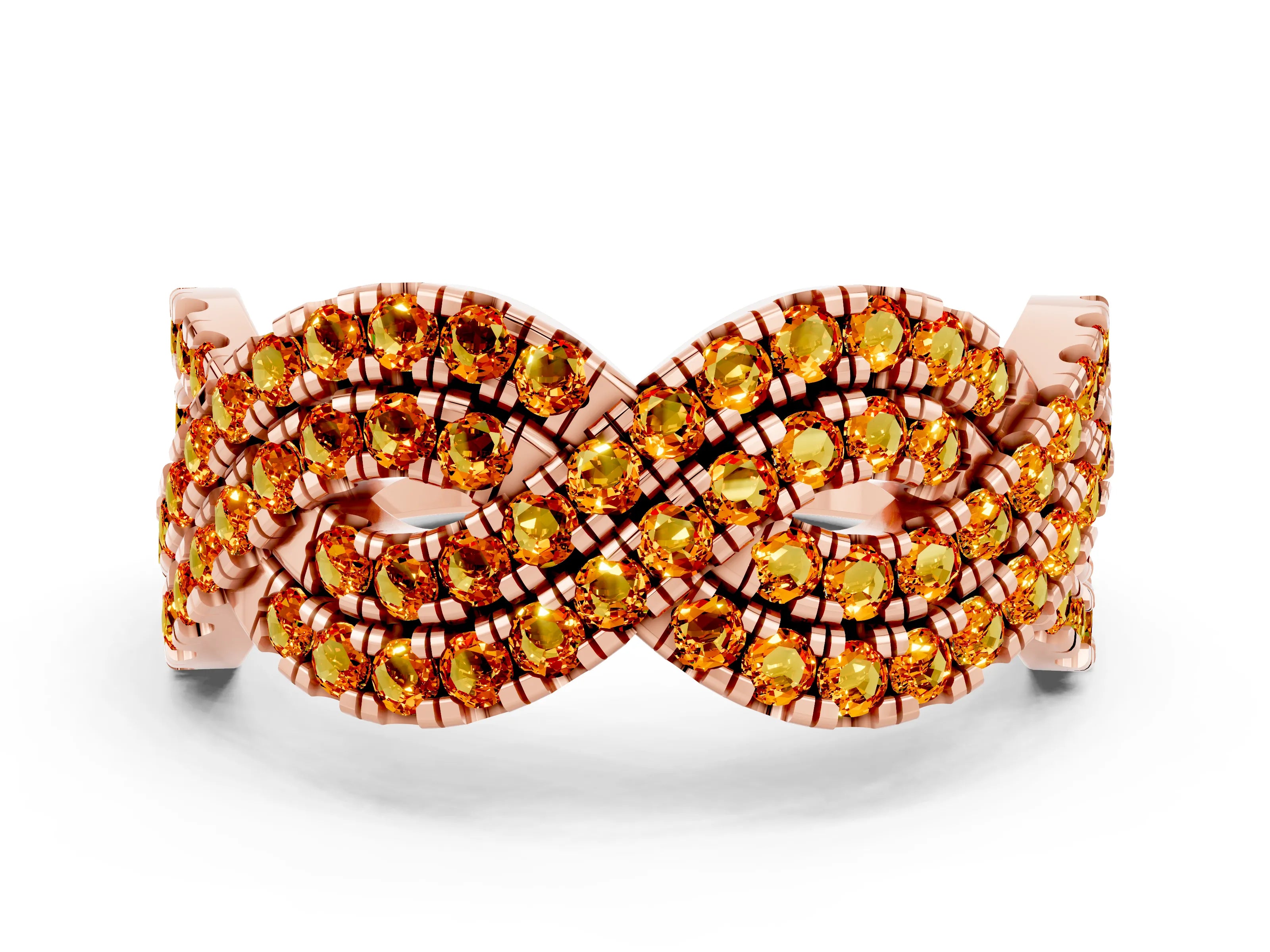 Rose gold Pavé Round Citrine Infinity Twist Band with Shared Prong Setting_6