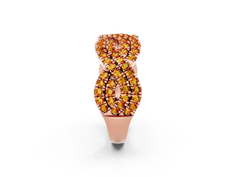 Rose gold Pavé Round Citrine Infinity Twist Band with Shared Prong Setting_8