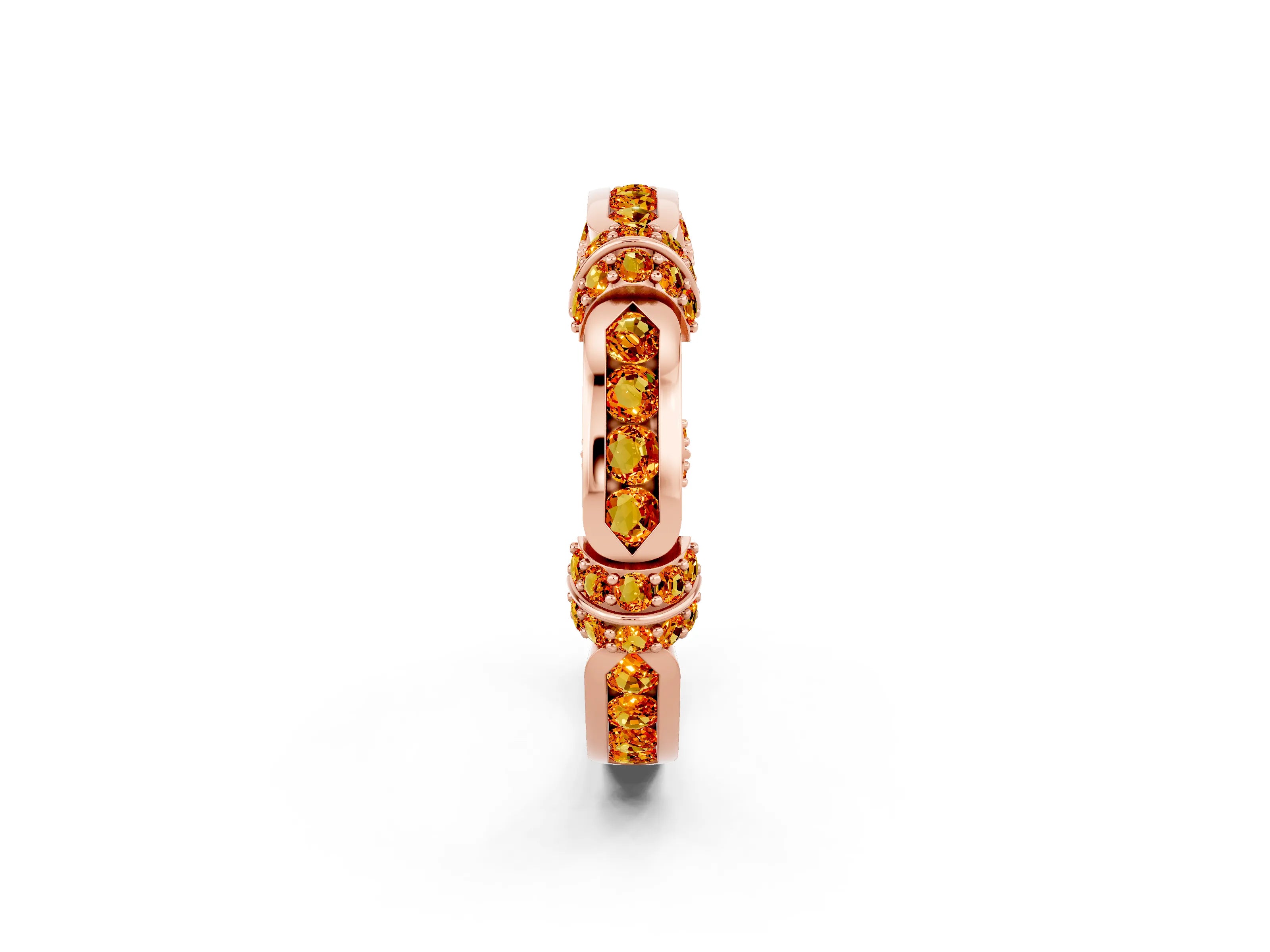 Rose gold Pavé Round Citrine Link Band with Bezel Setting_32