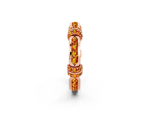 Rose gold Pavé Round Citrine Link Band with Bezel Setting_32