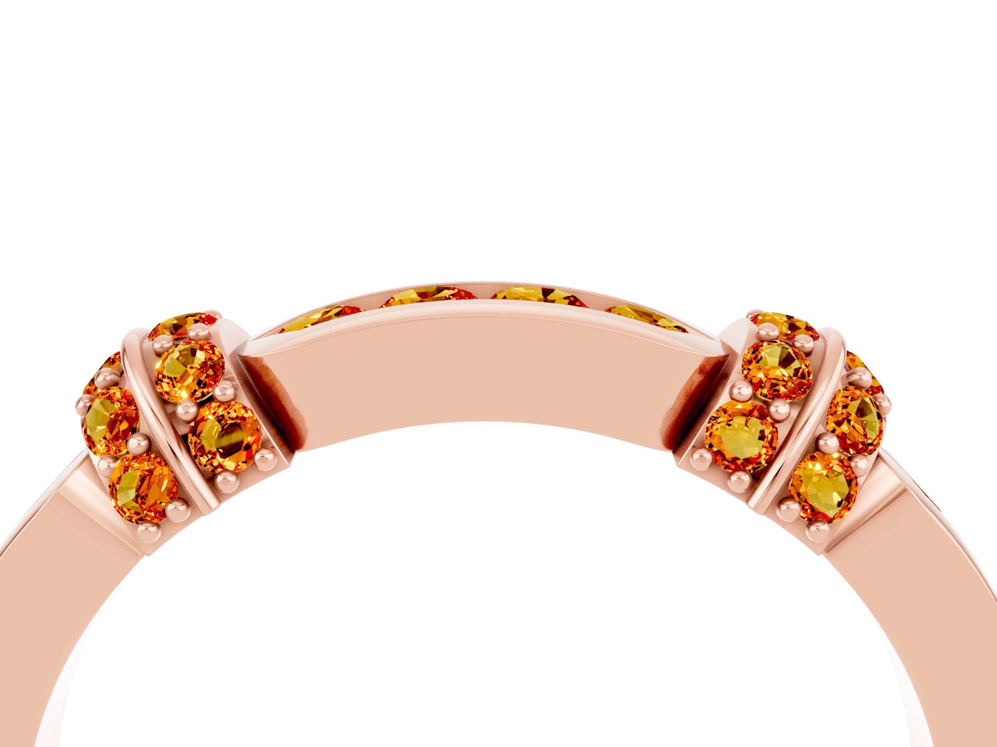 Rose gold Pavé Round Citrine Link Band with Bezel Setting_34