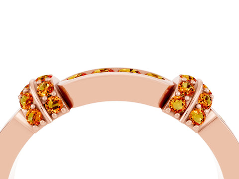Rose gold Pavé Round Citrine Link Band with Bezel Setting_34