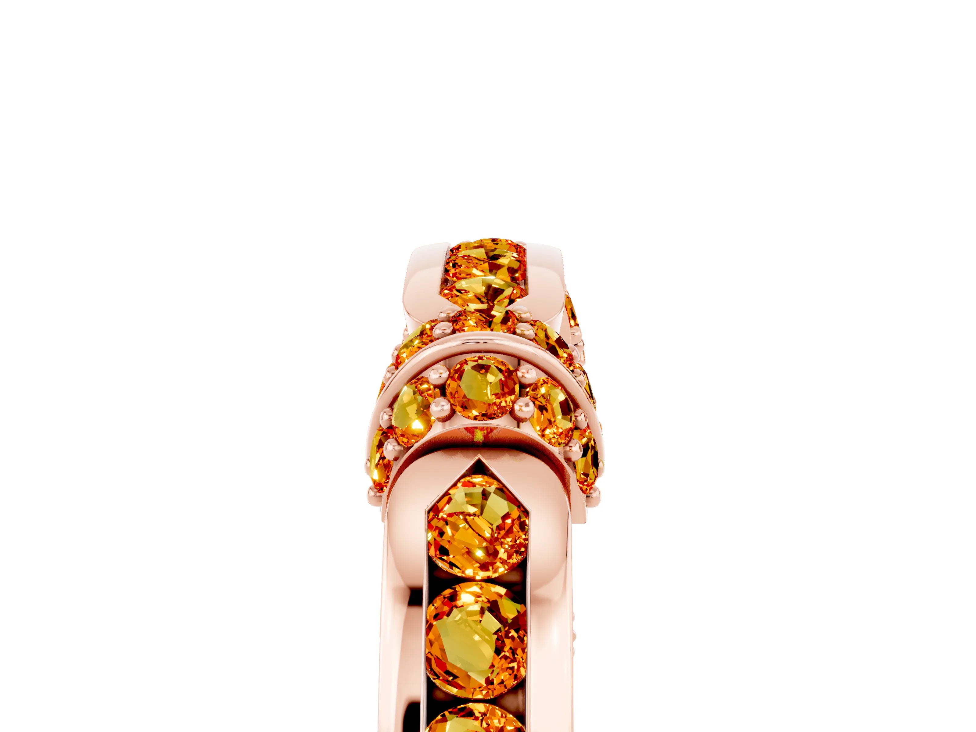 Rose gold Pavé Round Citrine Link Band with Bezel Setting_35