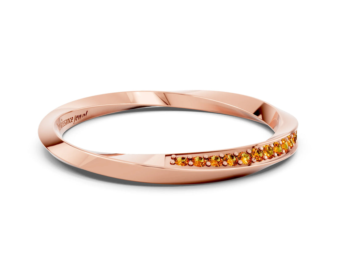 Rose gold Pavé Round Citrine Twist Band_12