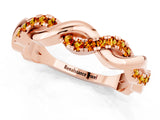 Rose gold Pavé Round Citrine Twist Eternity Band with Shared Prong Setting_19
