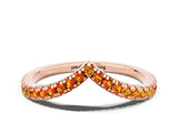 Rose gold Pavé Round Citrine V-Shaped Chevron Band with Shared Prong Setting_6