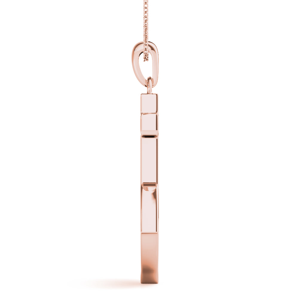 Rose gold Pavé Round Diamond Anchor Pendant with Four-Prong Setting 1