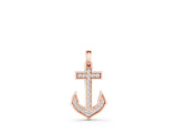 Rose gold Pavé Round Diamond Anchor Pendant with Four-Prong Setting_29