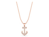 Rose gold Pavé Round Diamond Anchor Pendant with Four-Prong Setting_30