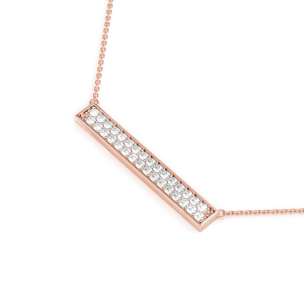 Rose gold Pavé Round Diamond Bar Necklace