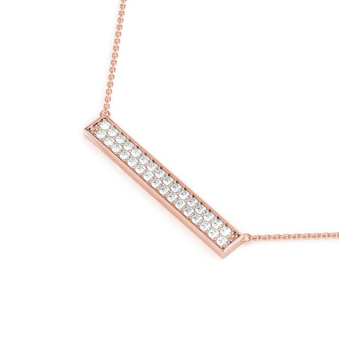 Rose gold Pavé Round Diamond Bar Necklace 1