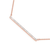 Rose gold Pavé Round Diamond Bar Necklace with Prong Setting 1