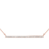 Rose gold Pavé Round Diamond Bar Necklace with Prong Setting