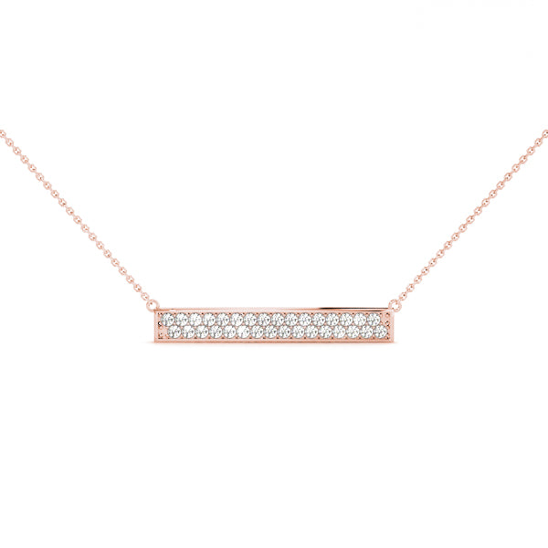 Rose gold Pavé Round Diamond Bar Necklace