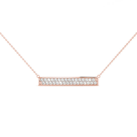 Rose gold Pavé Round Diamond Bar Necklace