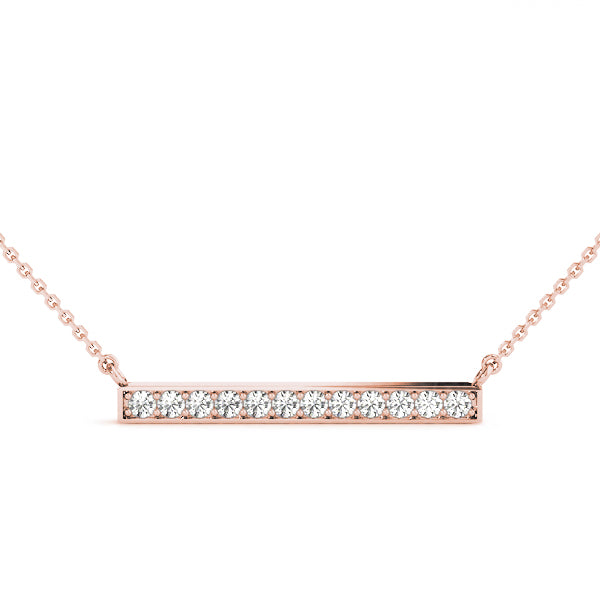 Rose gold Pavé Round Diamond Bar Pendant