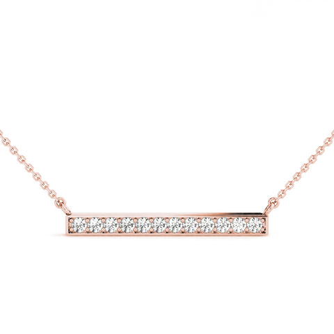 Rose gold Pavé Round Diamond Bar Pendant