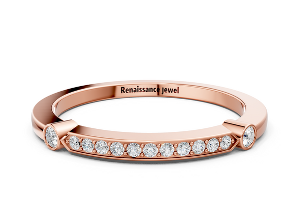 Rose gold Pavé Round Diamond Bar Station Ring with Channel Setting