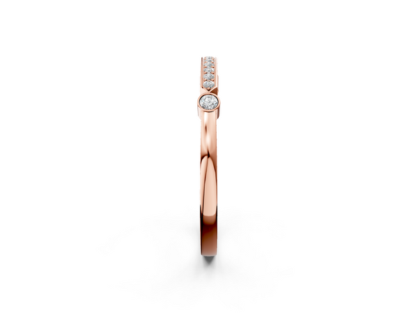 Rose gold Pavé Round Diamond Bar Station Ring with Channel Setting