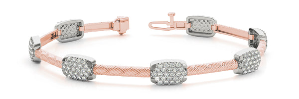 Rose gold Pavé Round Diamond Cable Bracelet with Box Clasp