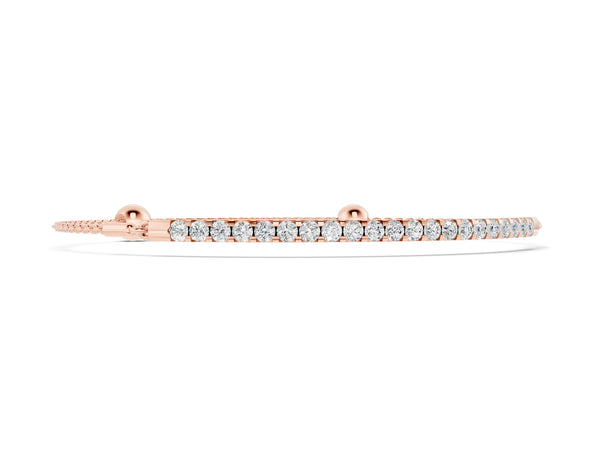 Rose gold Pavé Round Diamond Chain Bracelet with Bezel Setting
