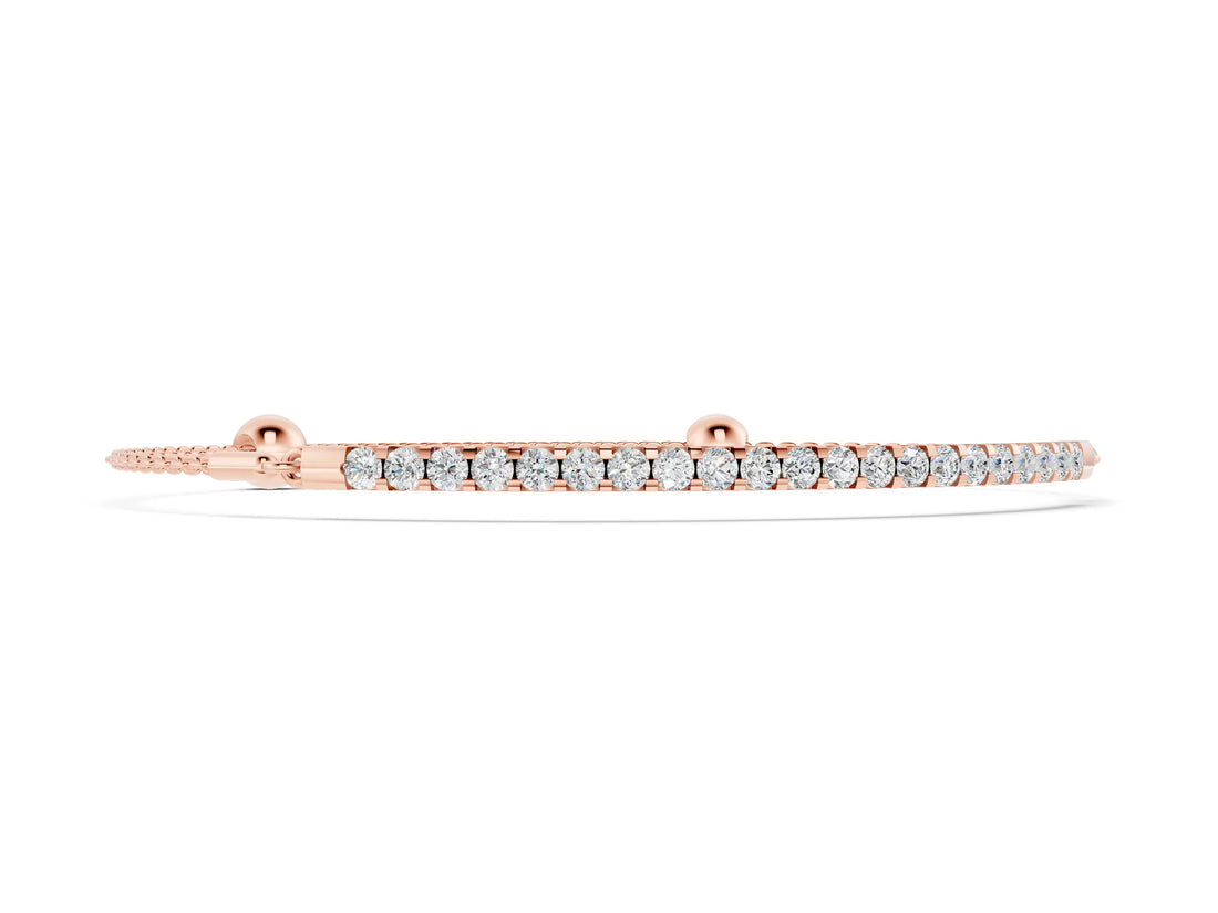 Rose gold Pavé Round Diamond Chain Bracelet with Bezel Setting_8