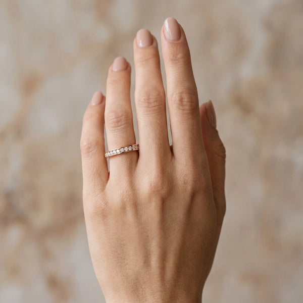 Rose gold Pavé Round Diamond Channel Set Band