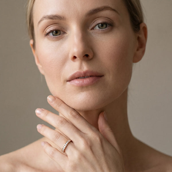 Rose gold Pavé Round Diamond Channel Set Band