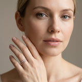 Rose gold Pavé Round Diamond Channel Set Dual Band with Prong Setting_41