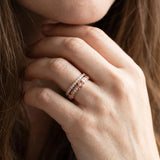 Rose gold Pavé Round Diamond Channel Set Dual Band with Prong Setting_42