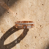 Rose gold Pavé Round Diamond Channel Set Dual Band with Prong Setting_43