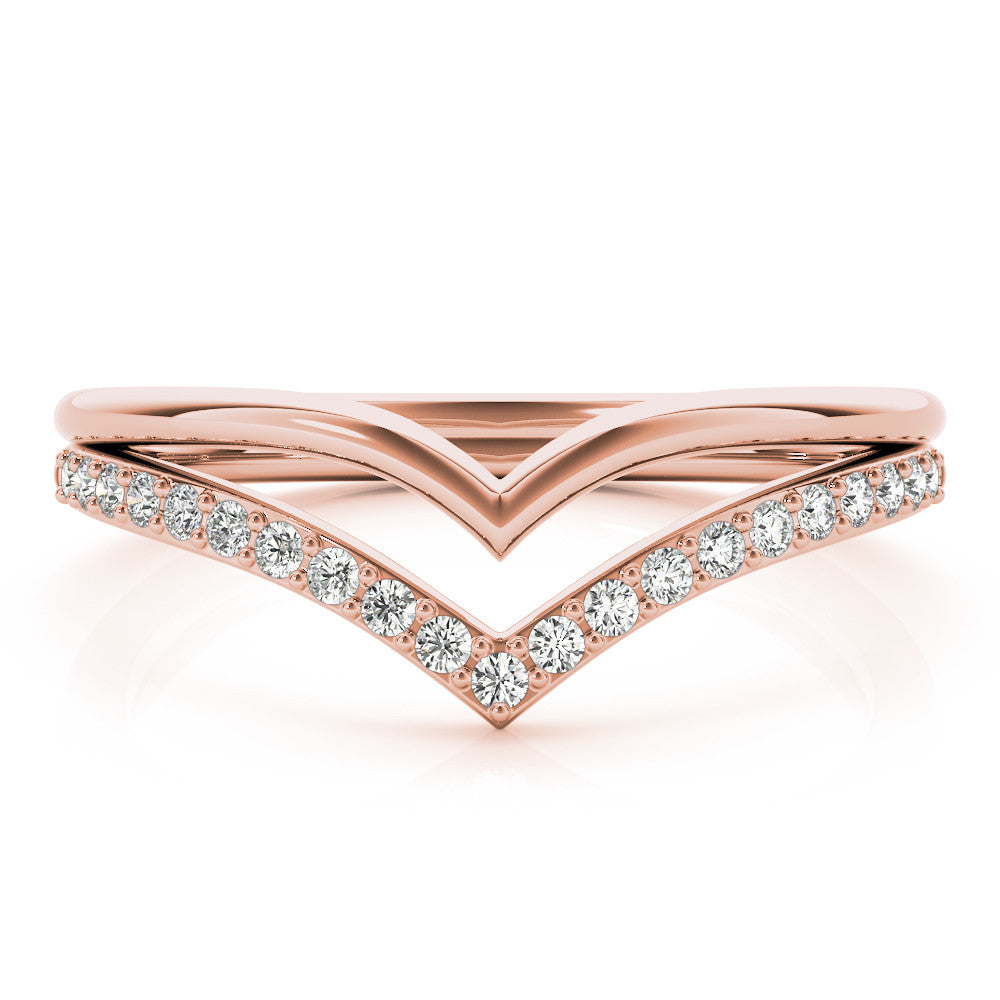Rose gold Pavé Round Diamond Chevron Band with Channel Setting 1
