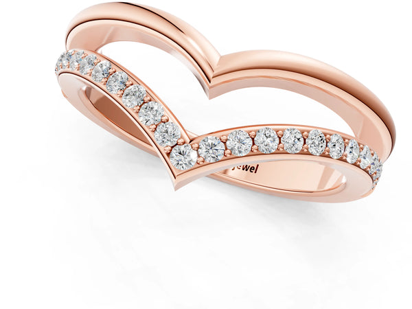 Rose gold Pavé Round Diamond Chevron Band with Channel Setting