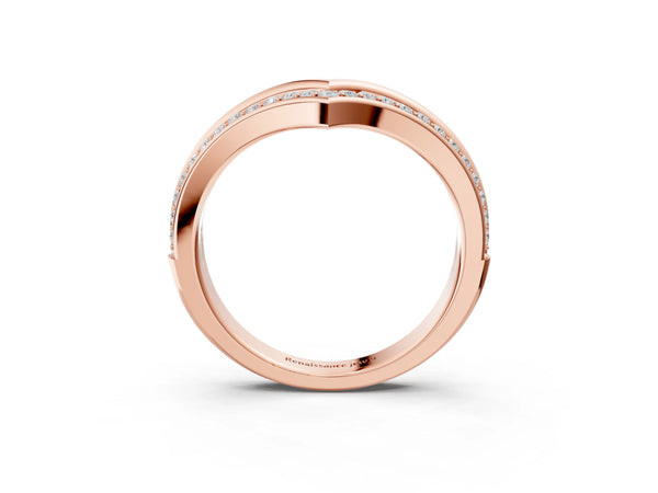 Rose gold Pavé Round Diamond Chevron Band with Channel Setting